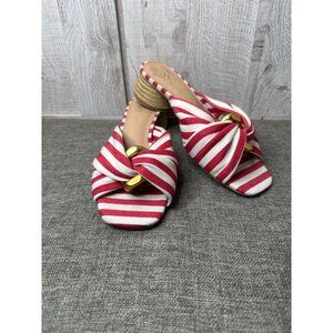 Vince Camuto Womens 10 Red & White Striped Knotted Mule Sandals Espadrille Heel